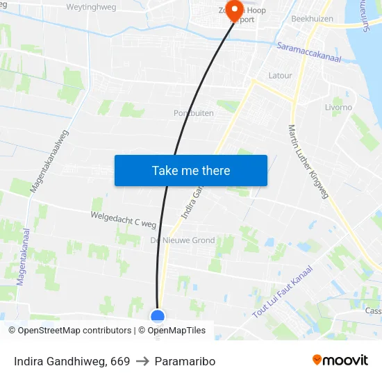 Indira Gandhiweg, 669 to Paramaribo map