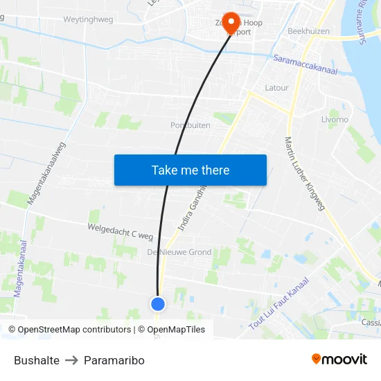 Bushalte to Paramaribo map