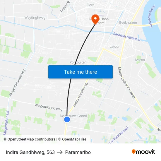Indira Gandhiweg, 563 to Paramaribo map