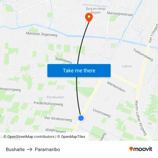 Bushalte to Paramaribo map