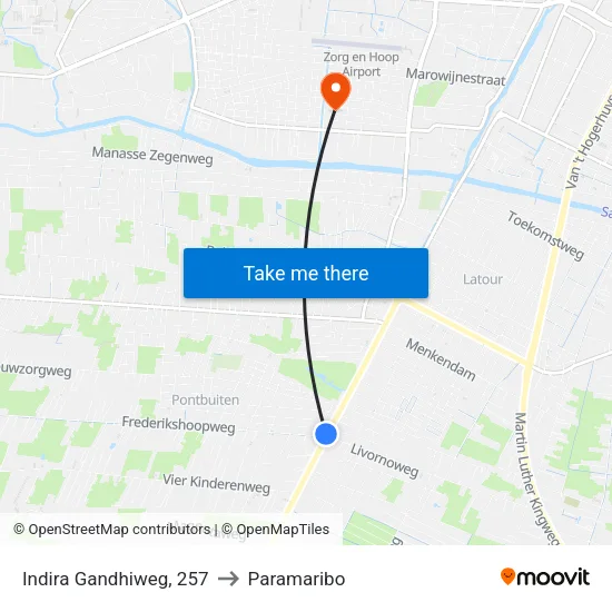 Indira Gandhiweg, 257 to Paramaribo map