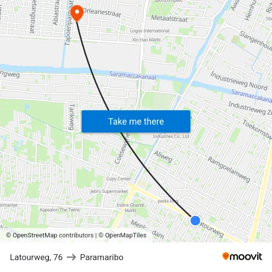 Latourweg, 76 to Paramaribo map