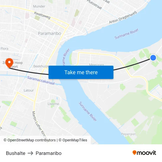 Bushalte to Paramaribo map