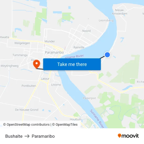Bushalte to Paramaribo map