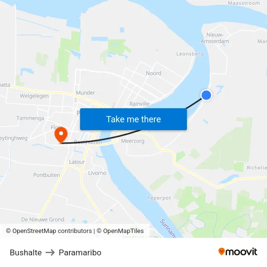 Bushalte to Paramaribo map
