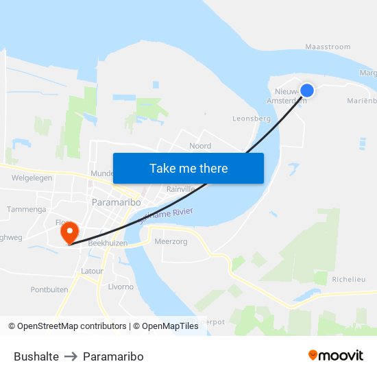 Bushalte to Paramaribo map