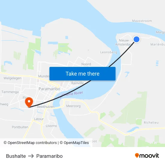 Bushalte to Paramaribo map
