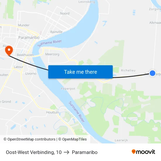Oost-West Verbinding, 10 to Paramaribo map