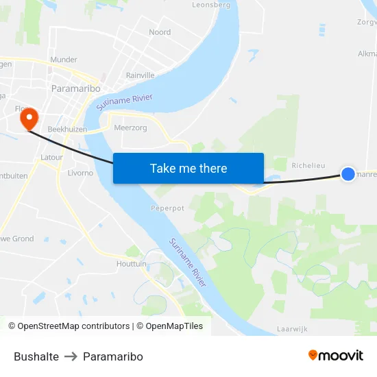 Bushalte to Paramaribo map