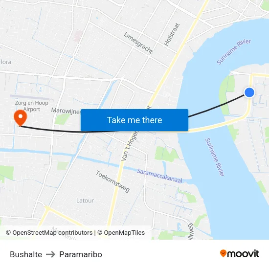 Bushalte to Paramaribo map