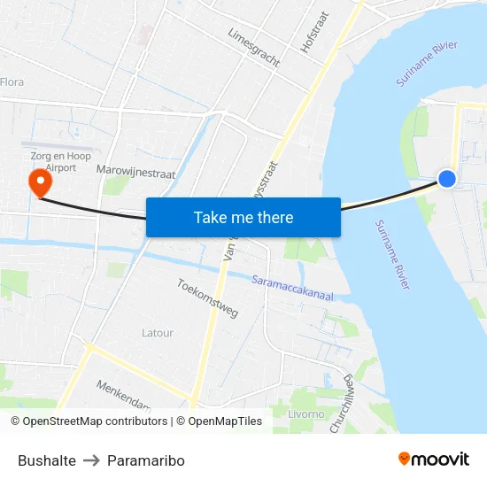 Bushalte to Paramaribo map