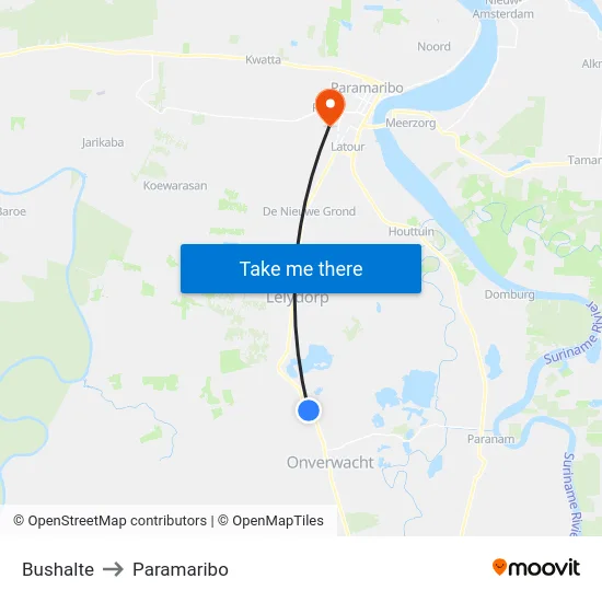 Bushalte to Paramaribo map