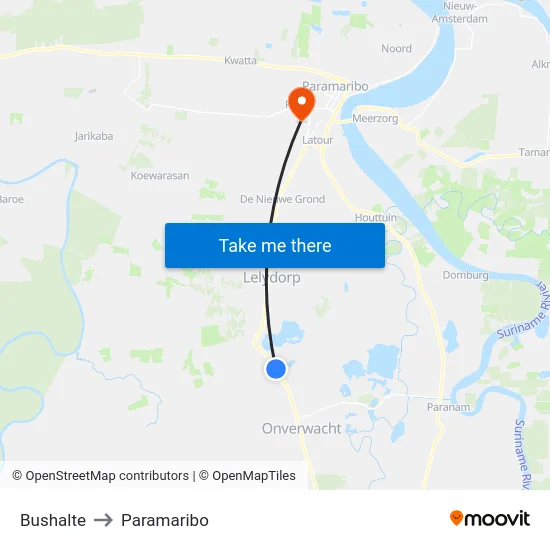 Bushalte to Paramaribo map
