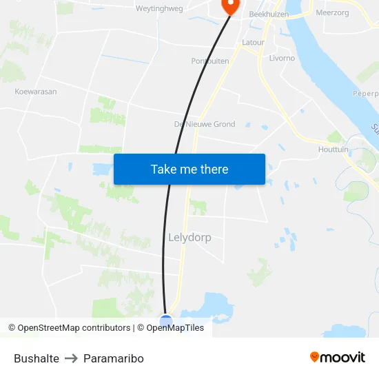 Bushalte to Paramaribo map