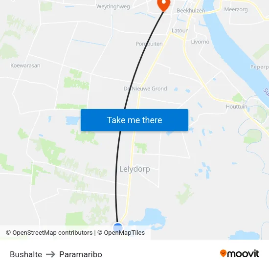 Bushalte to Paramaribo map