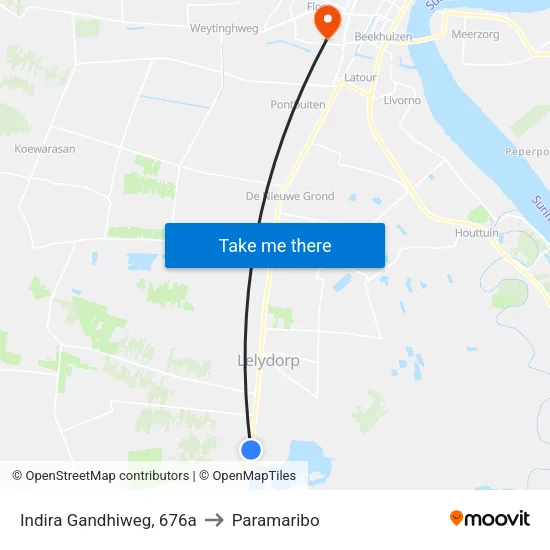 Indira Gandhiweg, 676a to Paramaribo map