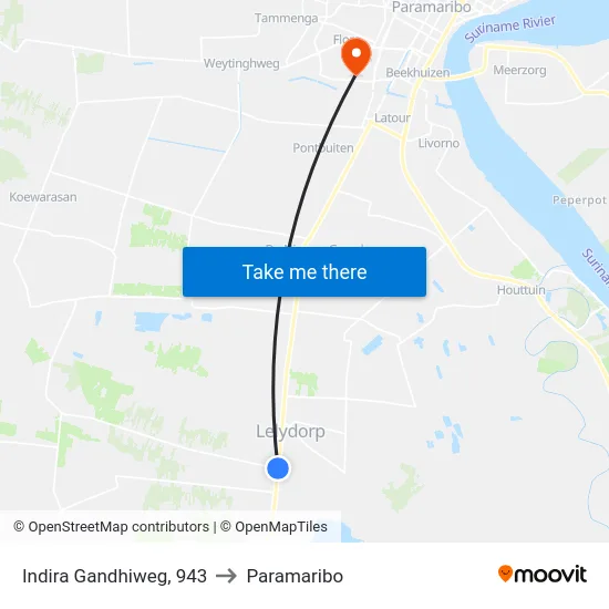 Indira Gandhiweg, 943 to Paramaribo map