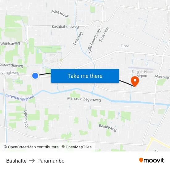 Bushalte to Paramaribo map