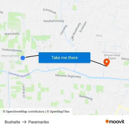 Bushalte to Paramaribo map