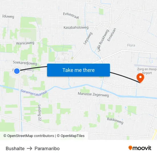 Bushalte to Paramaribo map