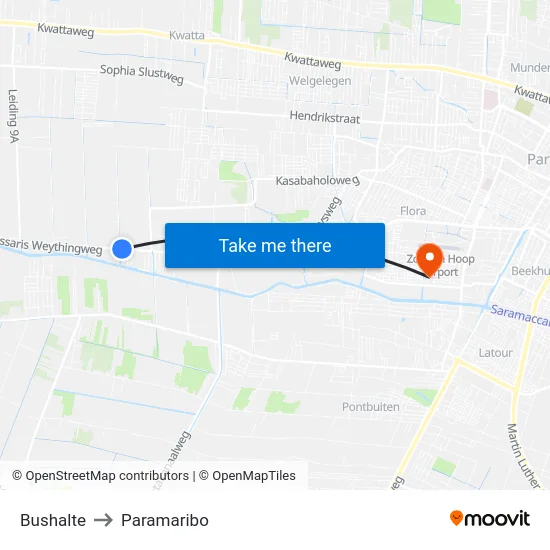 Bushalte to Paramaribo map