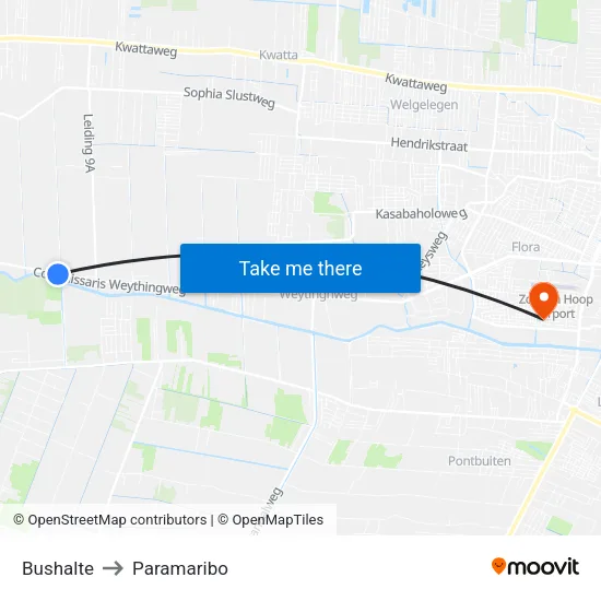 Bushalte to Paramaribo map