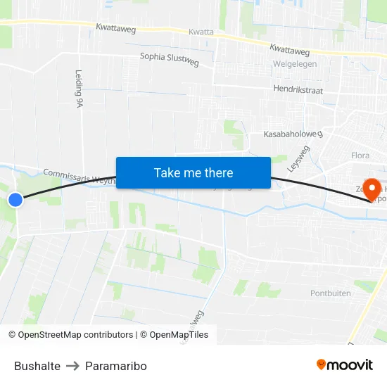 Bushalte to Paramaribo map