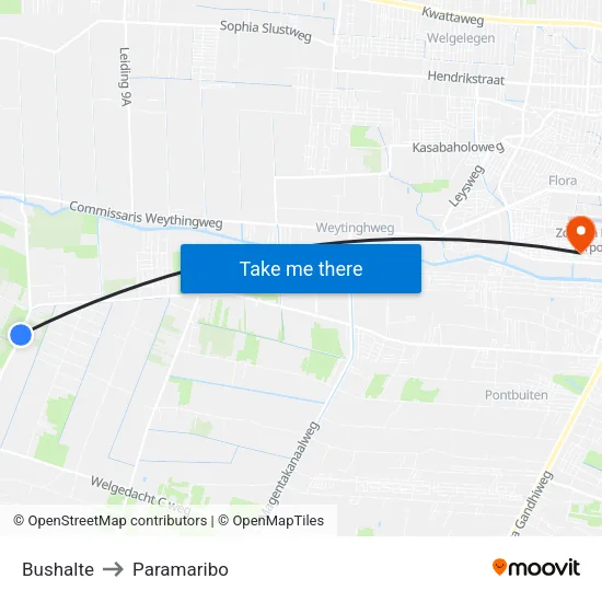 Bushalte to Paramaribo map