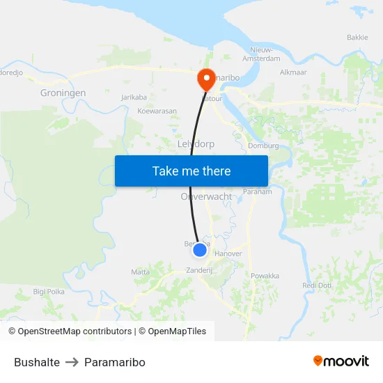 Bushalte to Paramaribo map