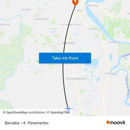 Bersaba to Paramaribo map