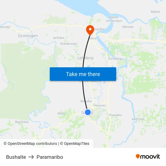 Bushalte to Paramaribo map