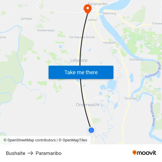 Bushalte to Paramaribo map