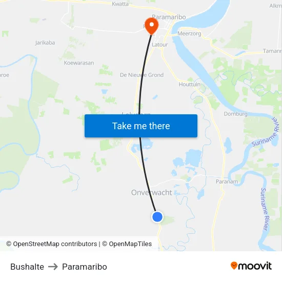 Bushalte to Paramaribo map