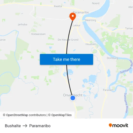 Bushalte to Paramaribo map