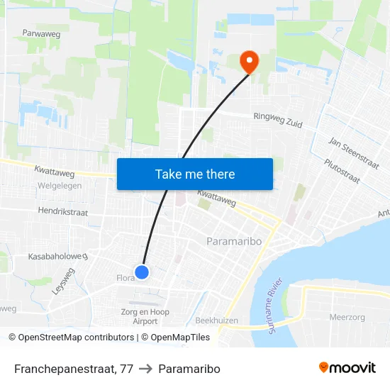 Franchepanestraat, 77 to Paramaribo map