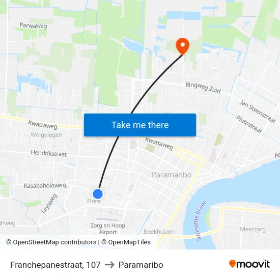 Franchepanestraat, 107 to Paramaribo map