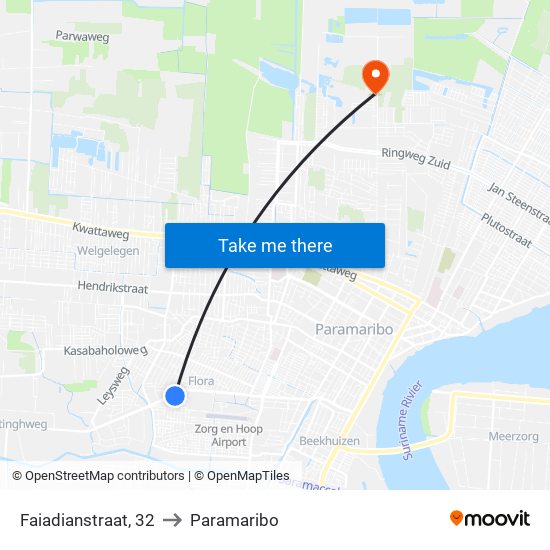 Faiadianstraat, 32 to Paramaribo map