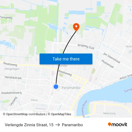 Verlengde Zinnia Straat, 15 to Paramaribo map