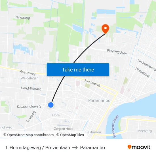 L' Hermitageweg / Previenlaan to Paramaribo map