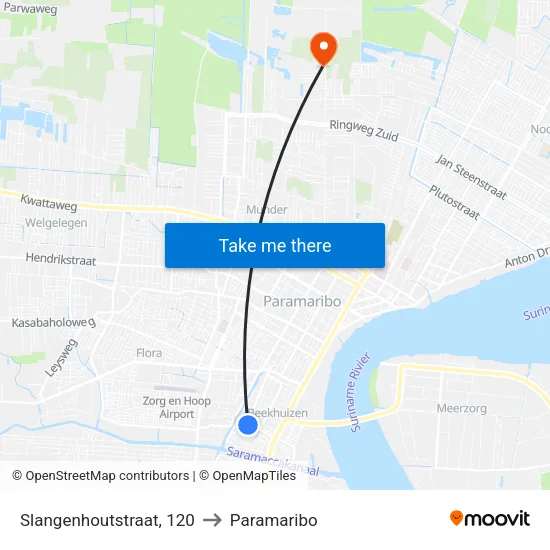Slangenhoutstraat, 120 to Paramaribo map