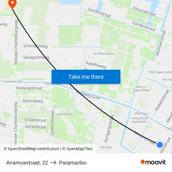 Anamoestraat, 22 to Paramaribo map