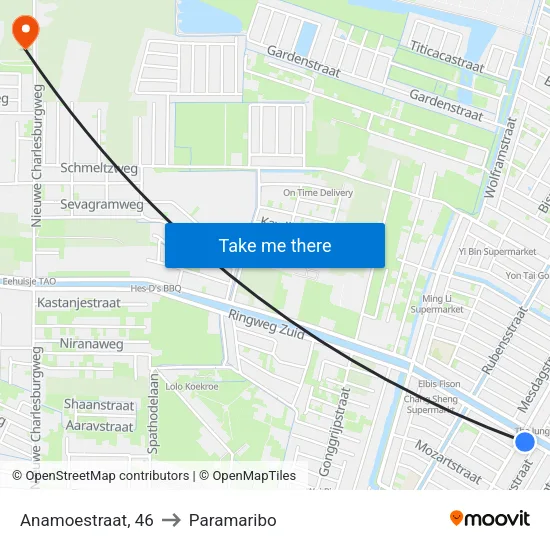 Anamoestraat, 46 to Paramaribo map