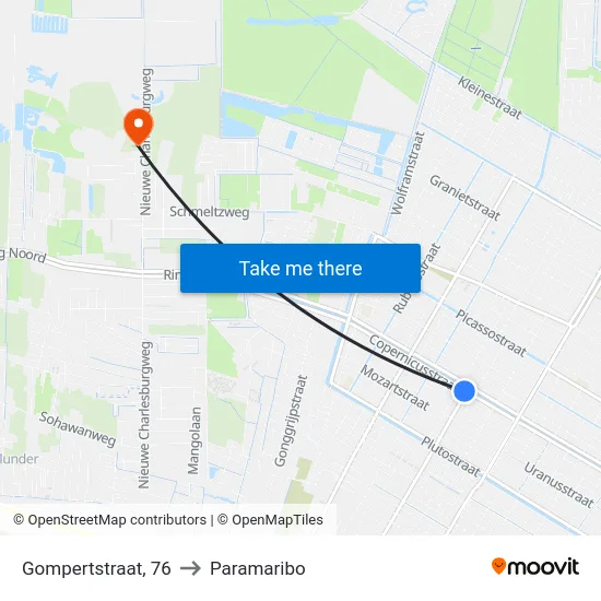 Gompertstraat, 76 to Paramaribo map