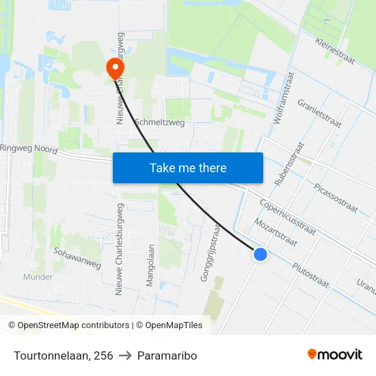 Tourtonnelaan, 256 to Paramaribo map