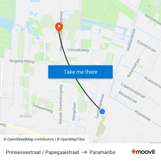 Prinsessestraat / Papegaaistraat to Paramaribo map