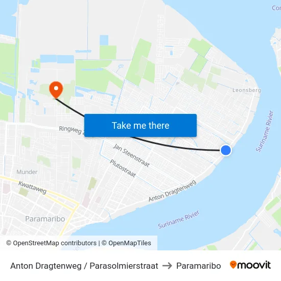 Anton Dragtenweg / Parasolmierstraat to Paramaribo map