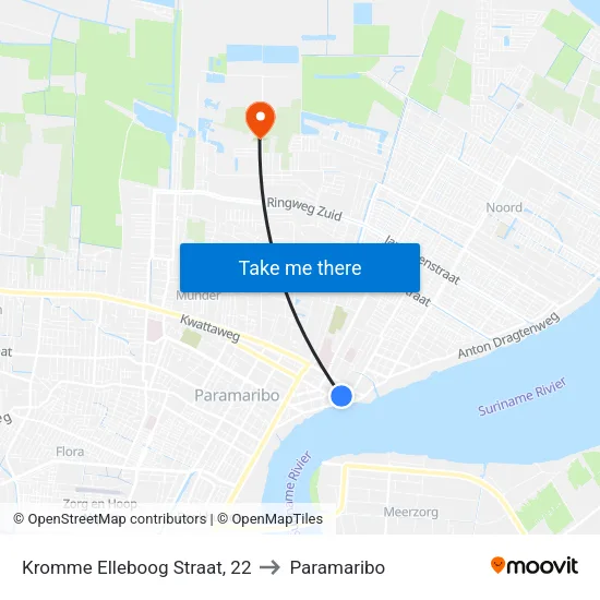 Kromme Elleboog Straat, 22 to Paramaribo map