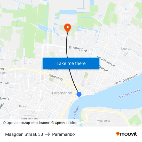 Maagden Straat, 33 to Paramaribo map