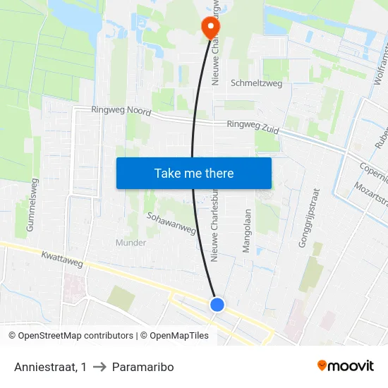Anniestraat, 1 to Paramaribo map