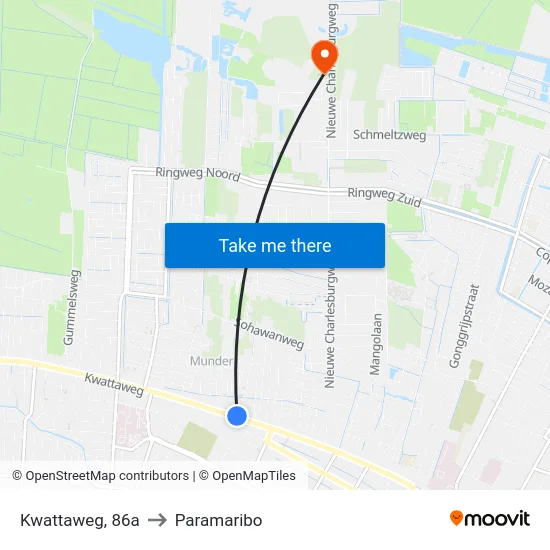 Kwattaweg, 86a to Paramaribo map